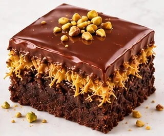 Brownies kunafa dengan adonan kunafa