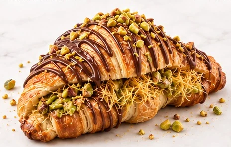Croissant pistachio dengan adonan kunafa