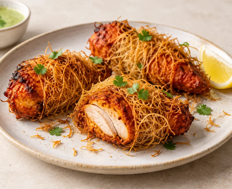 Ayam tandoori dengan adonan kunafa