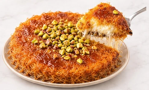 Kunafa klasik dengan adonan kunafa